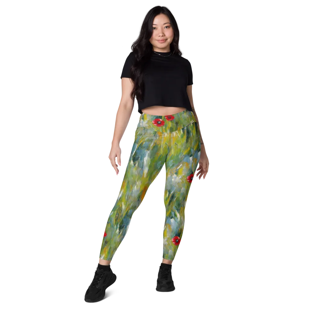 Poppy Impression on Leggings with Pockets — Front