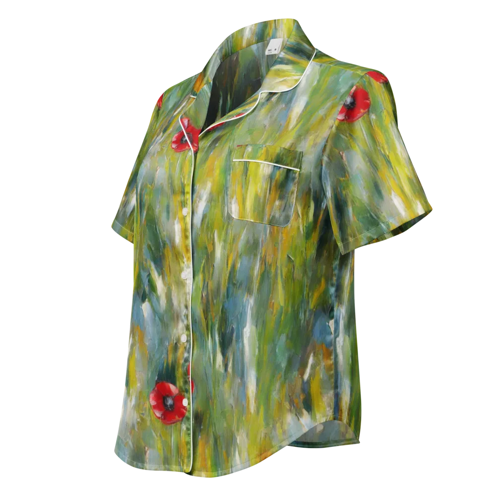 Poppy Impression on Women's Short Sleeve Pajama Top — Left Front