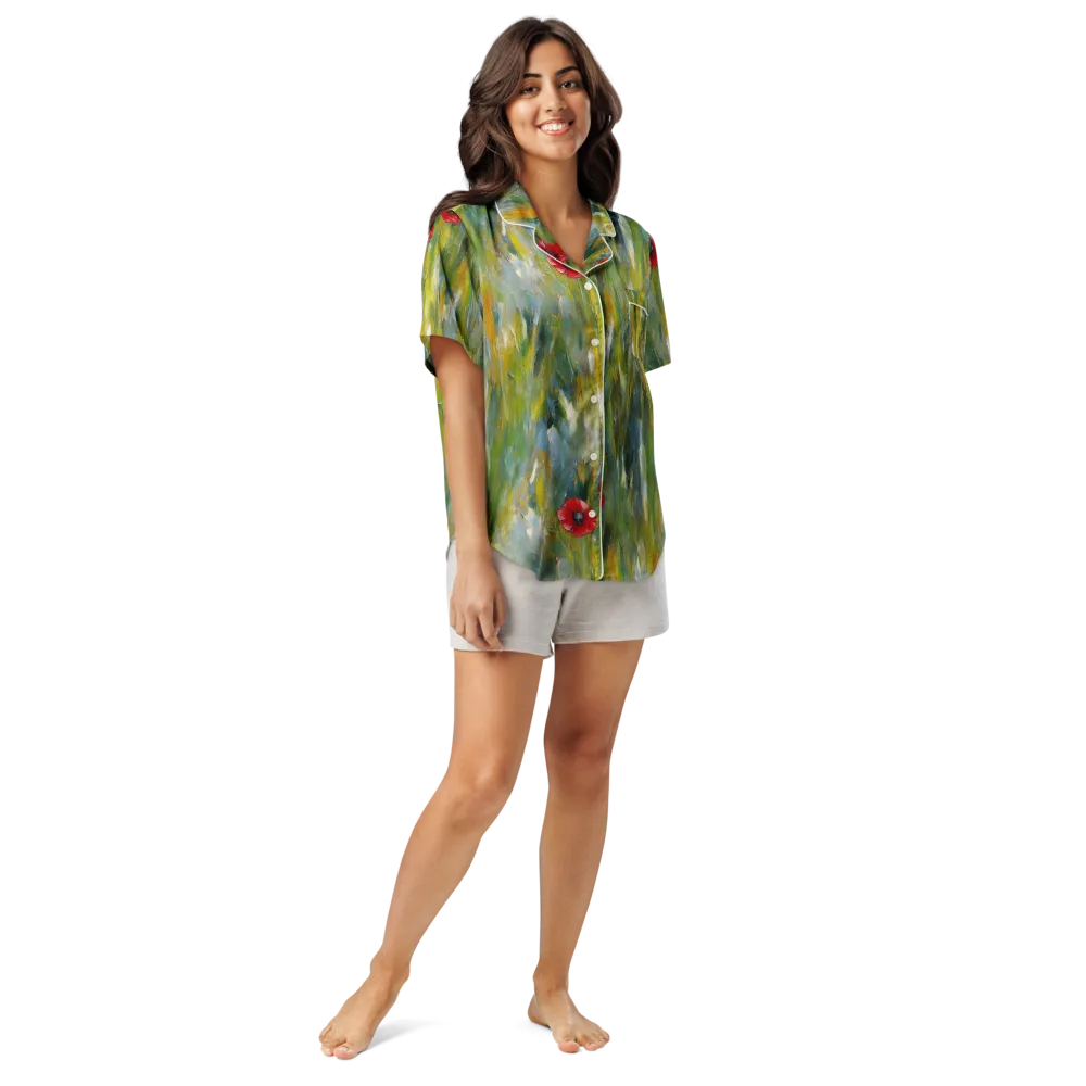 Poppy Impression on Women's Short Sleeve Pajama Top — Front