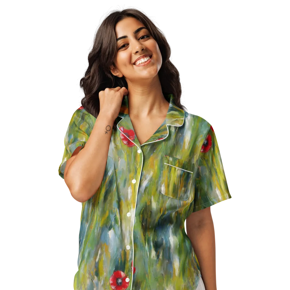 Poppy Impression on Women's Short Sleeve Pajama Top — Front