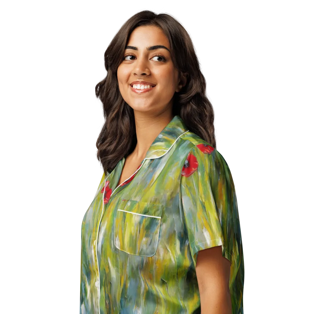 Poppy Impression on Women's Short Sleeve Pajama Top — Left Front