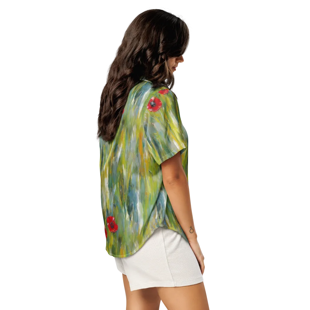 Poppy Impression on Women's Short Sleeve Pajama Top — Right Back