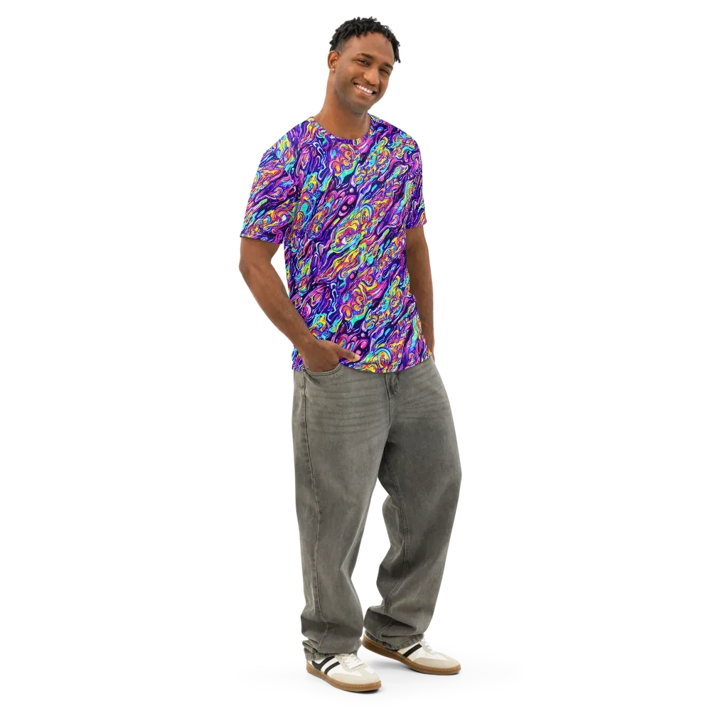Luminous Melt on Men's Cotton Crew Neck T-Shirt — Right Front