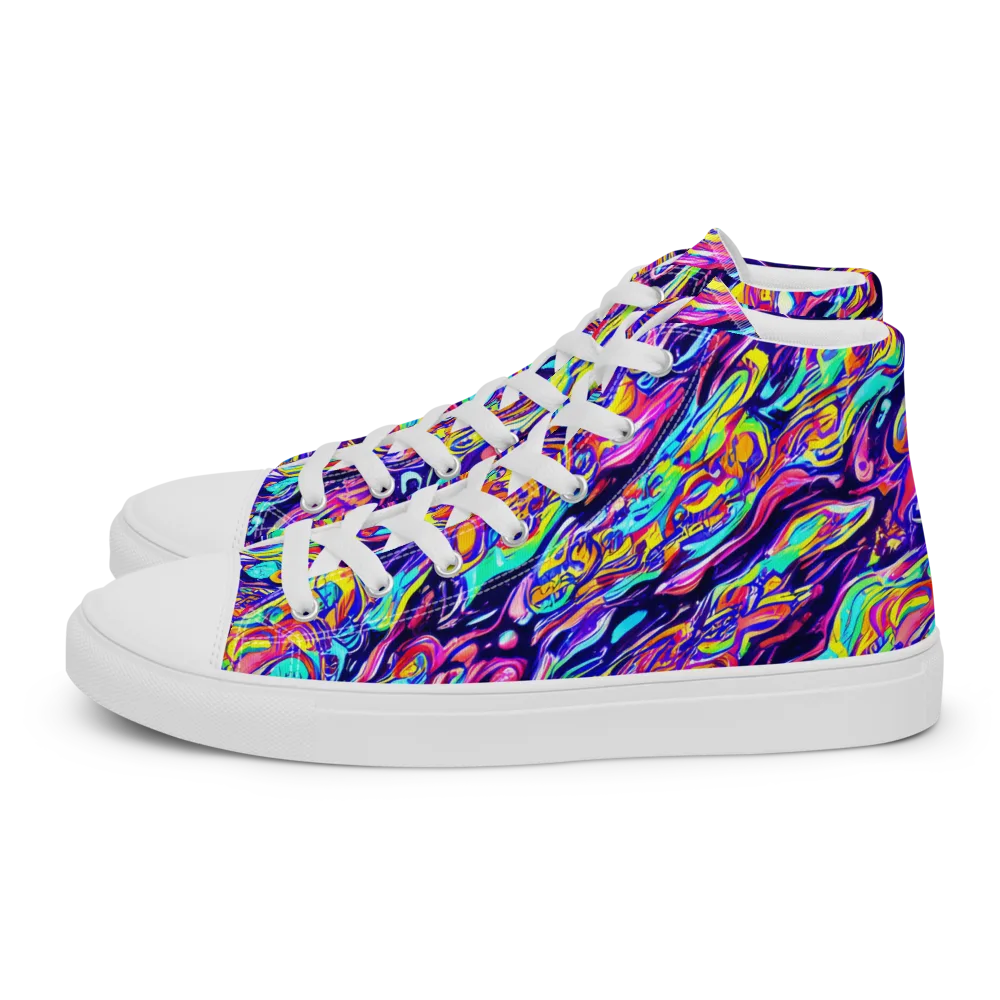Luminous Melt on Men's High Top Canvas Shoes — Left