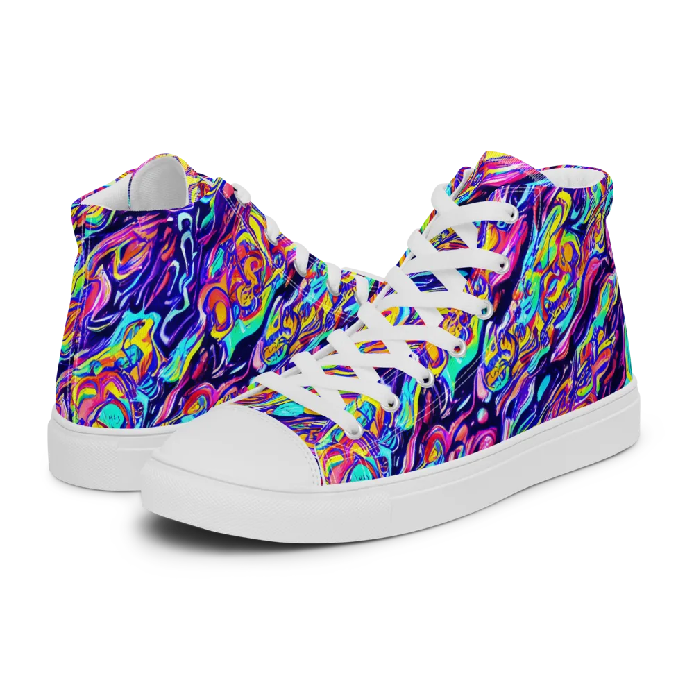 Luminous Melt on Men's High Top Canvas Shoes — Left