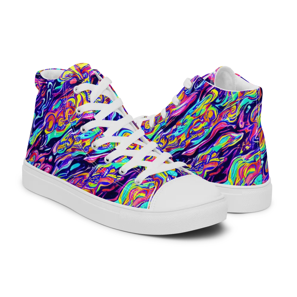 Luminous Melt on Men's High Top Canvas Shoes — Right