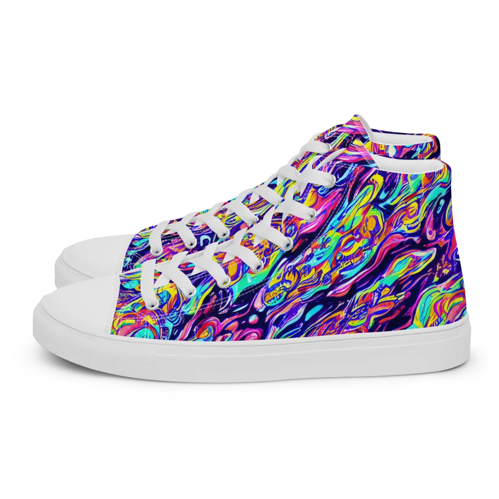 Luminous Melt on Women's High Top Canvas Shoes — Left