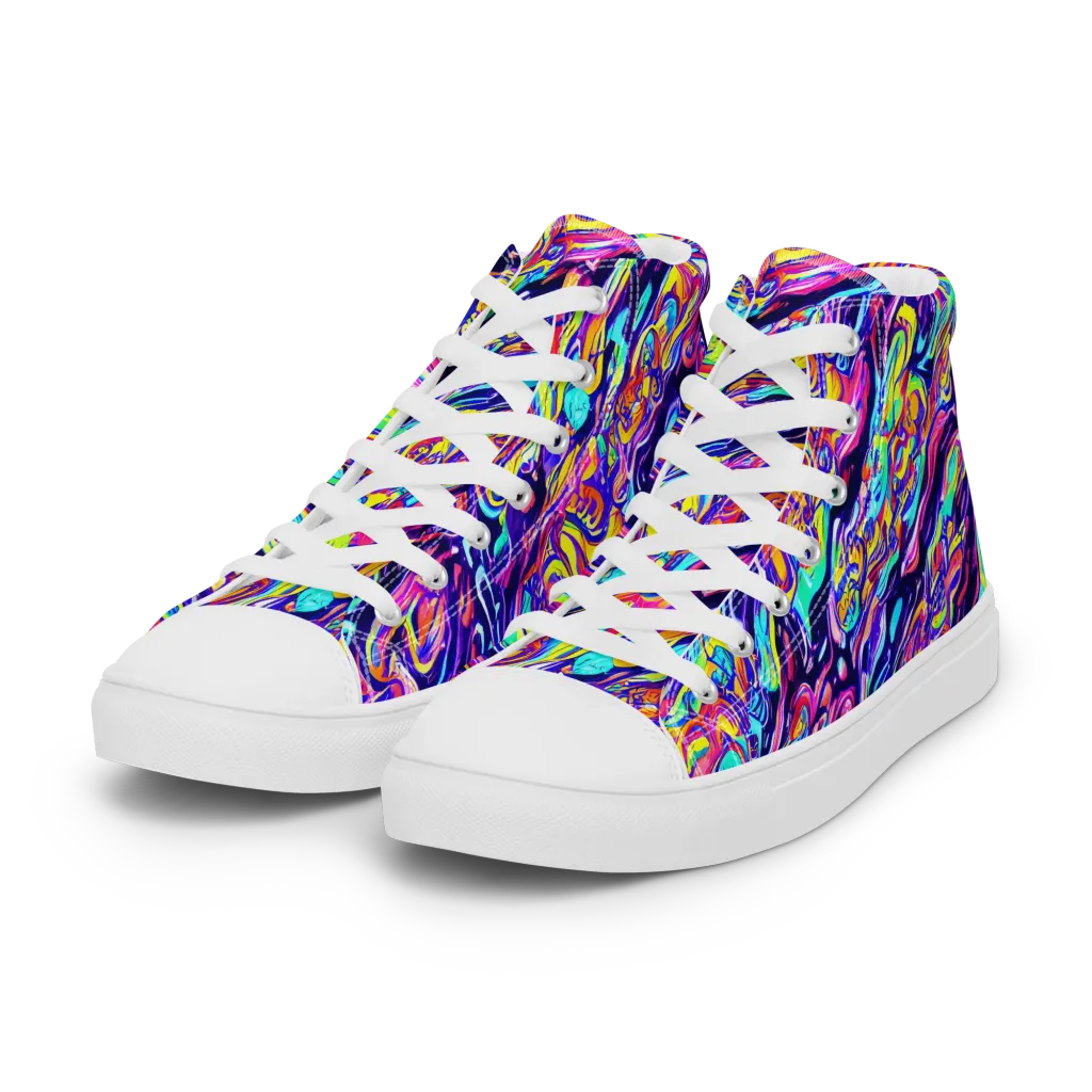 Luminous Melt on Women's High Top Canvas Shoes — Left Front