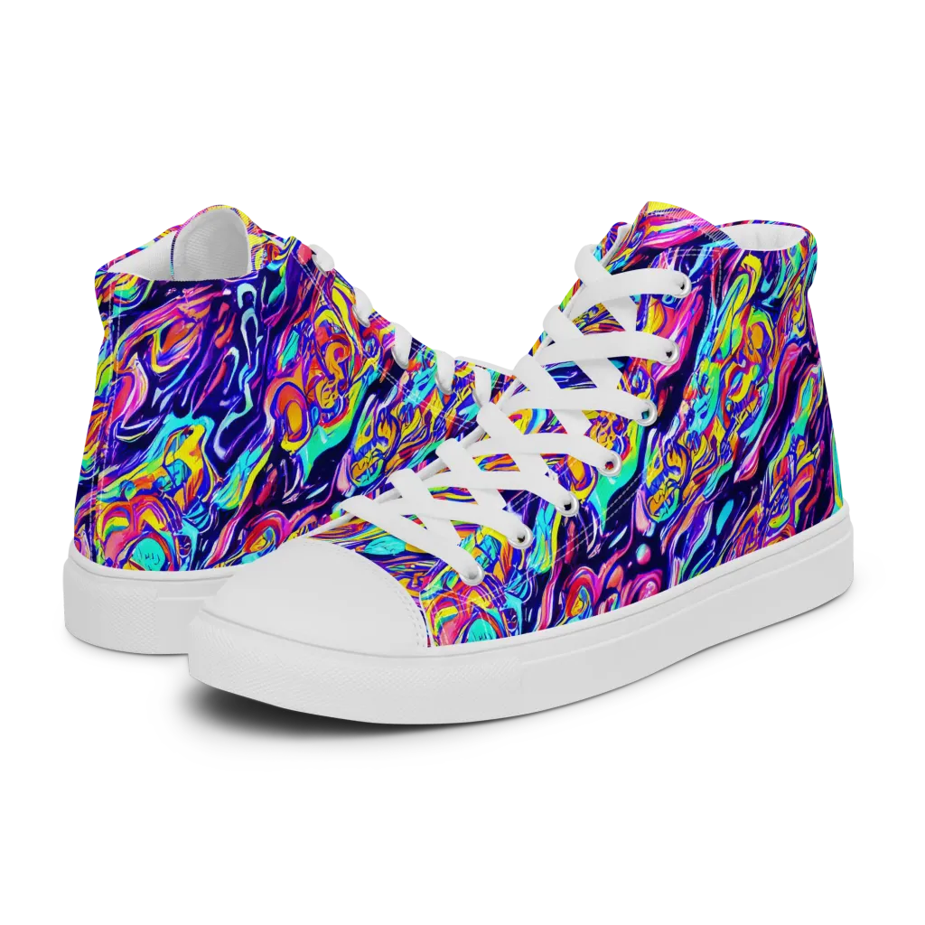 Luminous Melt on Women's High Top Canvas Shoes — Left
