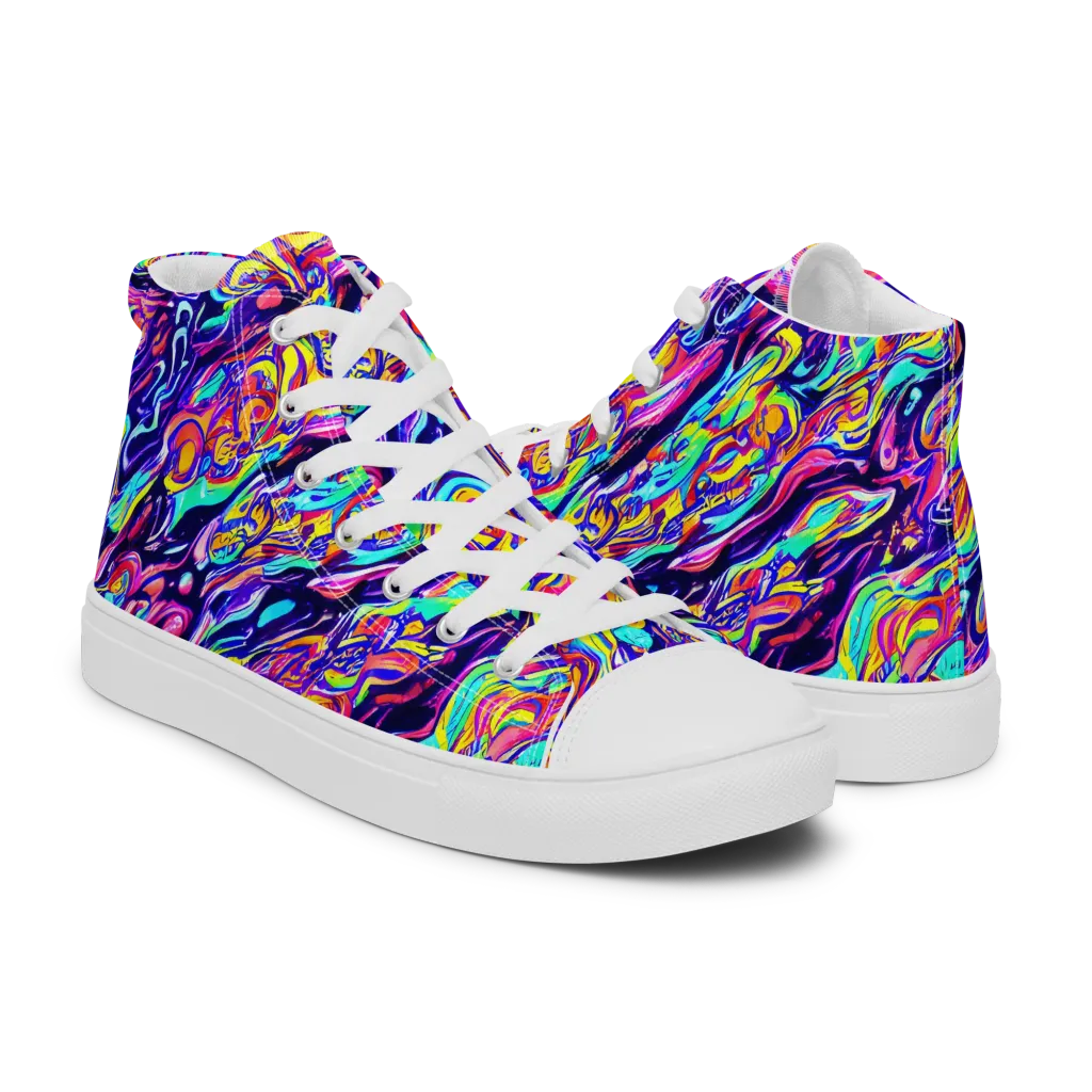 Luminous Melt on Women's High Top Canvas Shoes — Right