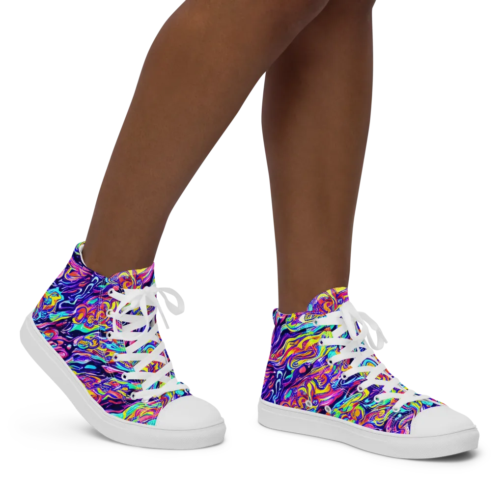 Luminous Melt on Women's High Top Canvas Shoes — Right