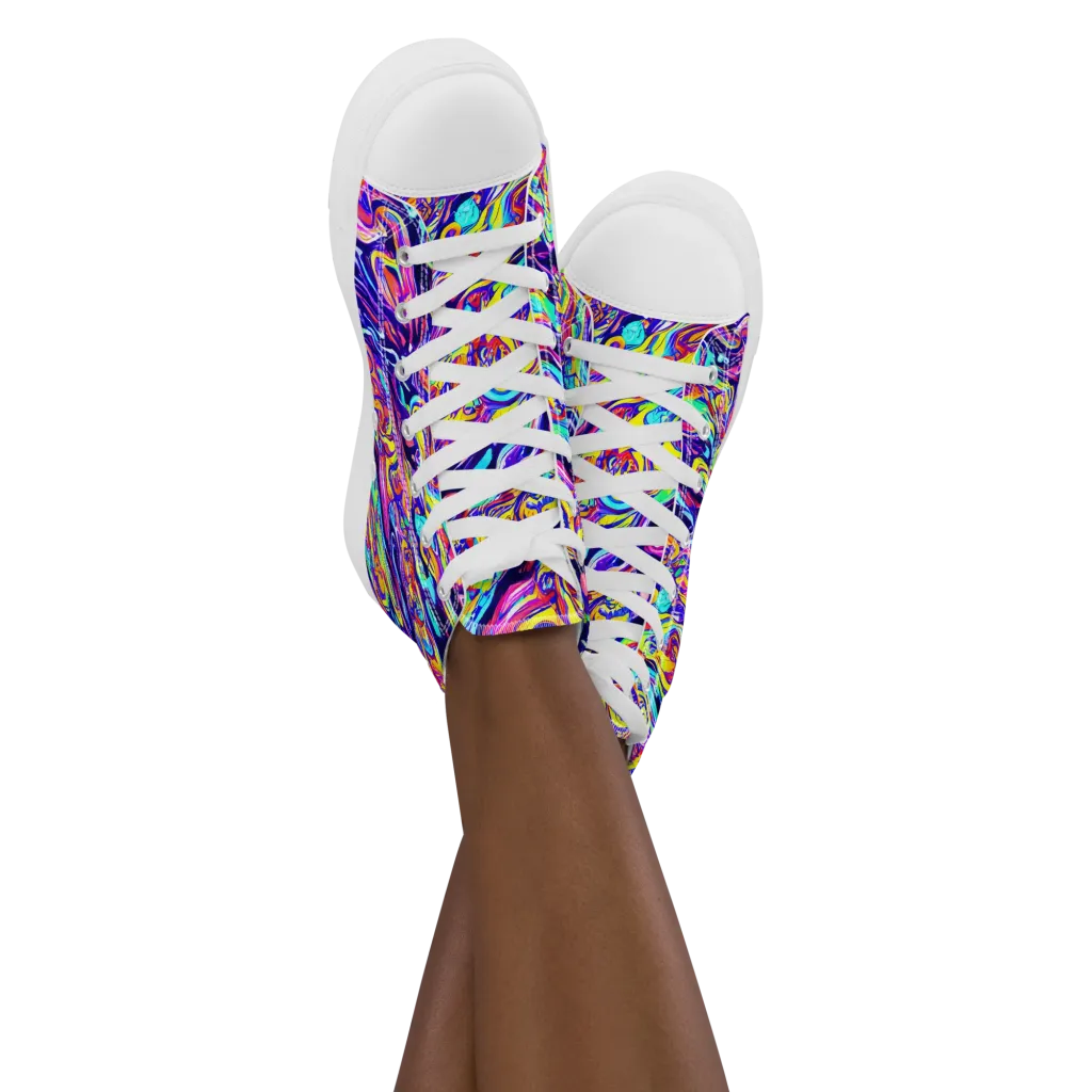 Luminous Melt on Women's High Top Canvas Shoes — Front