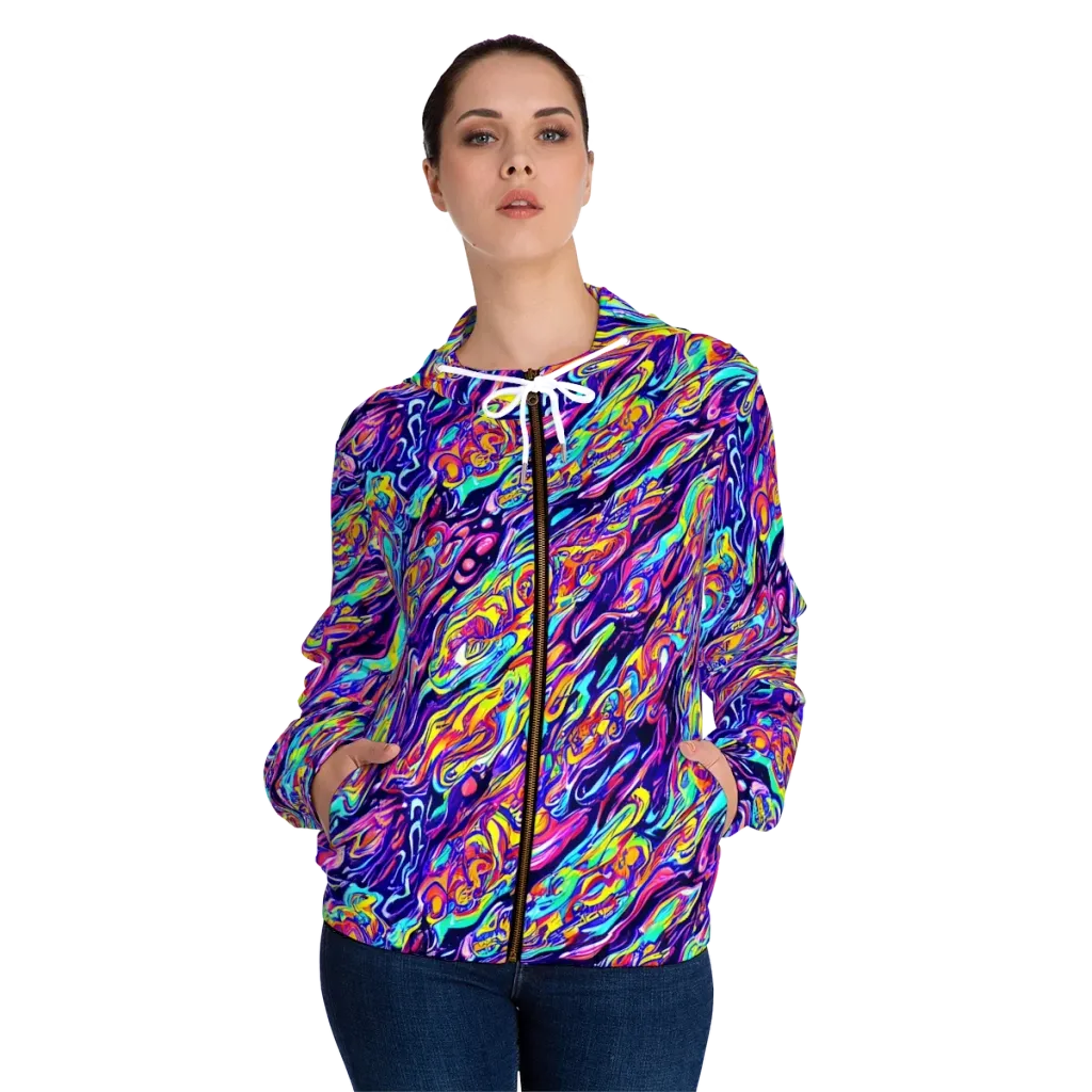 Luminous Melt on Women's Full-Zip Hoodie — Front On Person