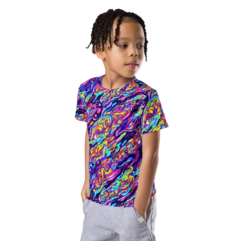 Luminous Melt on Kids Crew Neck T-Shirt — Left Front