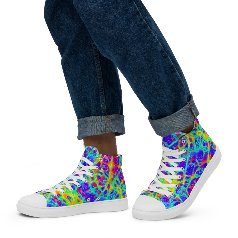 Radiant Mutation on Men's High Top Canvas Shoes — Left