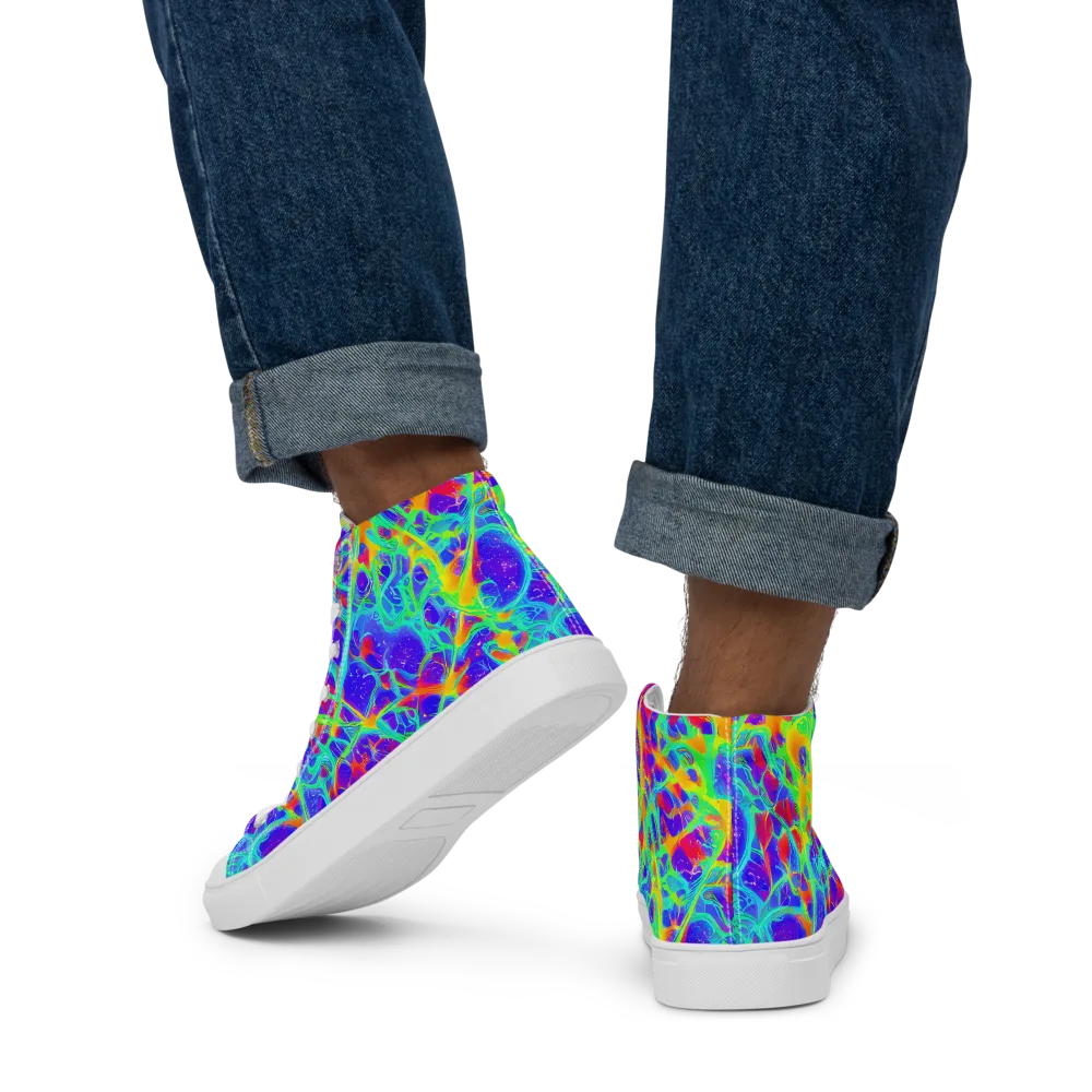 Radiant Mutation on Men's High Top Canvas Shoes — Back