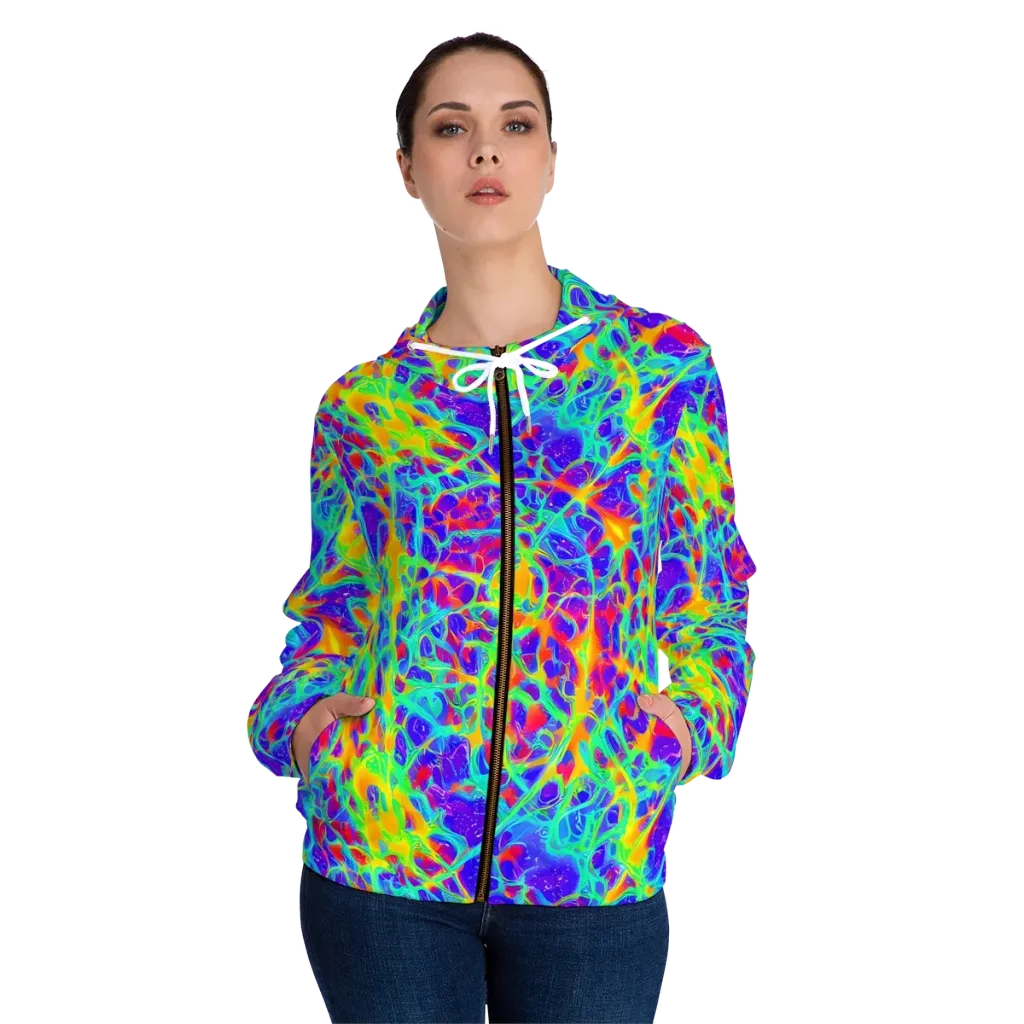 Radiant Mutation on Women's Full-Zip Hoodie — Front On Person