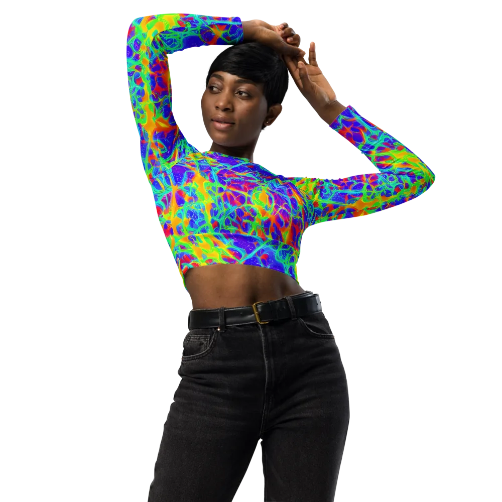 Radiant Mutation on Long Sleeve Crop Top — Front