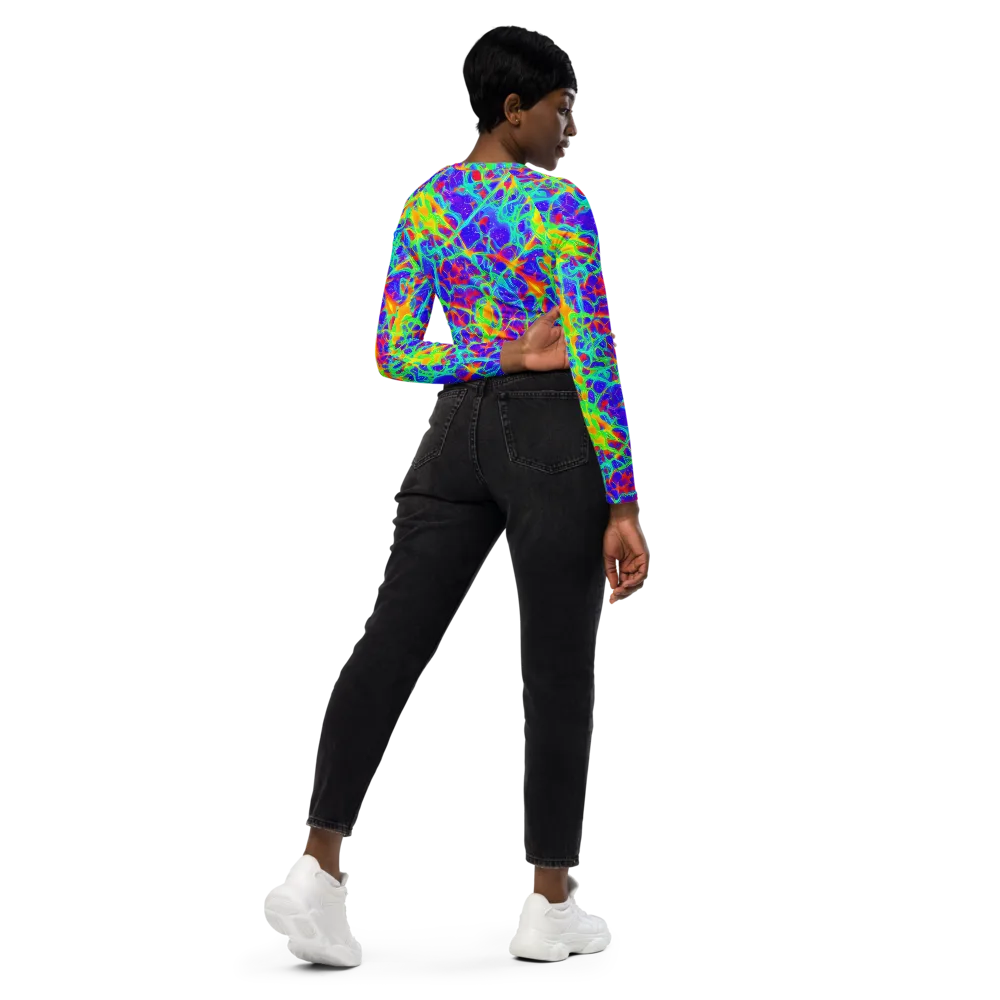 Radiant Mutation on Long Sleeve Crop Top — Right Back