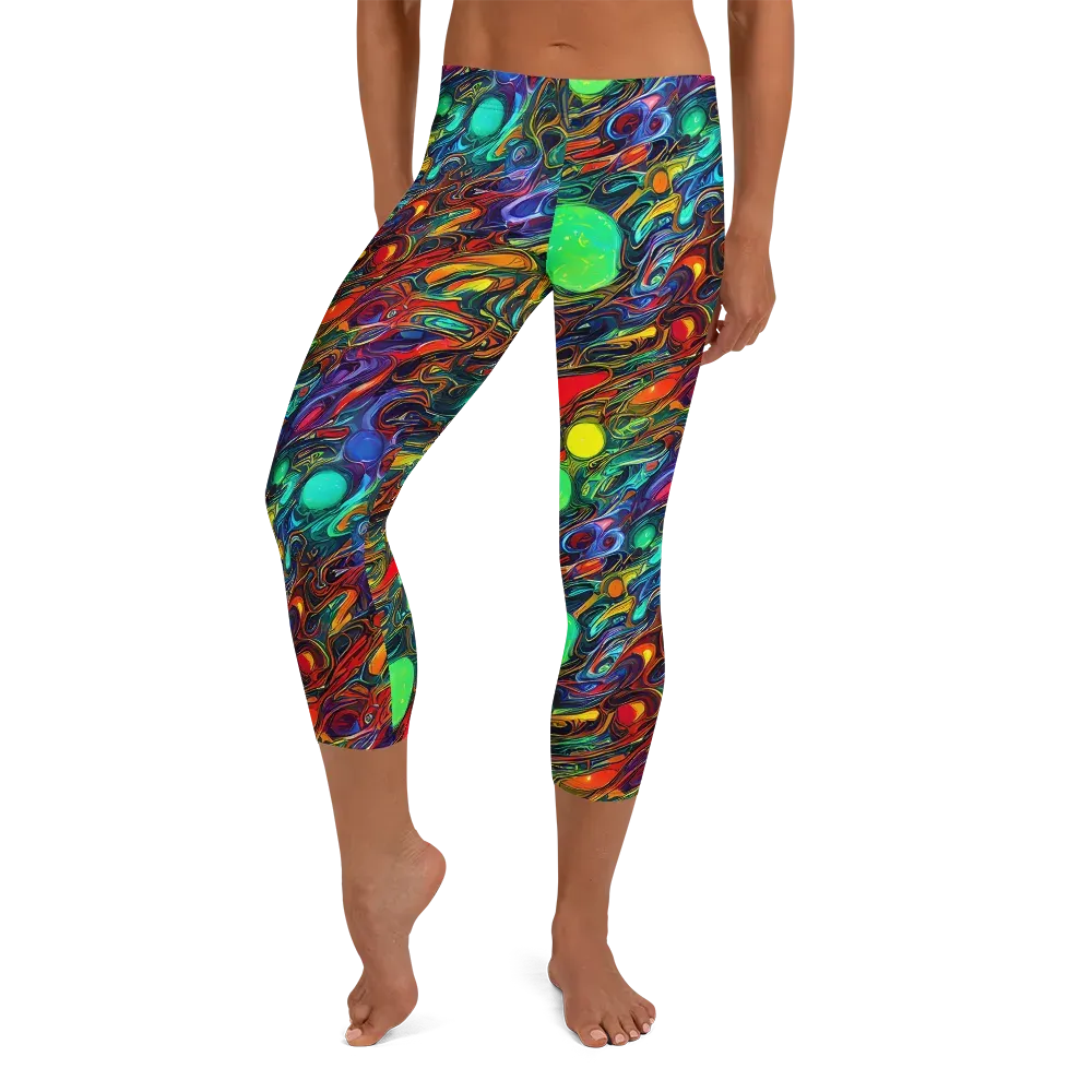 Galactic Fluid on Capri Leggings — Front