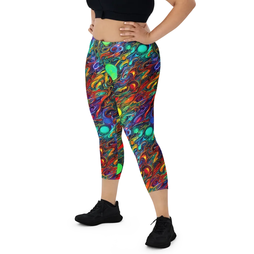 Galactic Fluid on Capri Leggings — Front