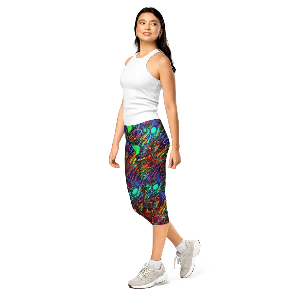 Galactic Fluid on Capri Leggings — Left Front