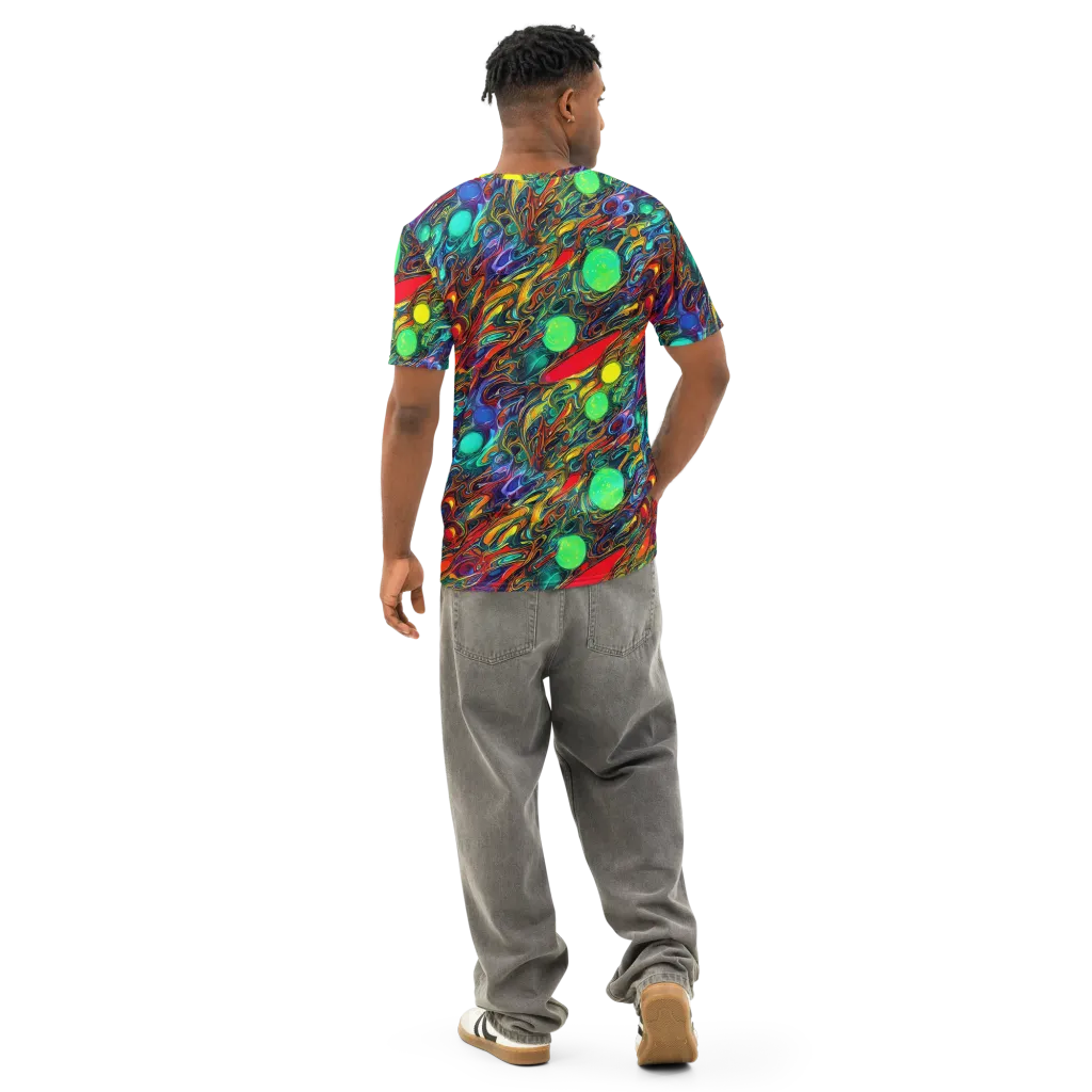 Galactic Fluid on Men's Cotton Crew Neck T-Shirt — Back