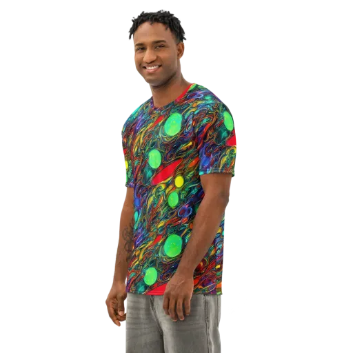 Galactic Fluid on a Men's Cotton Crew Neck T-Shirt