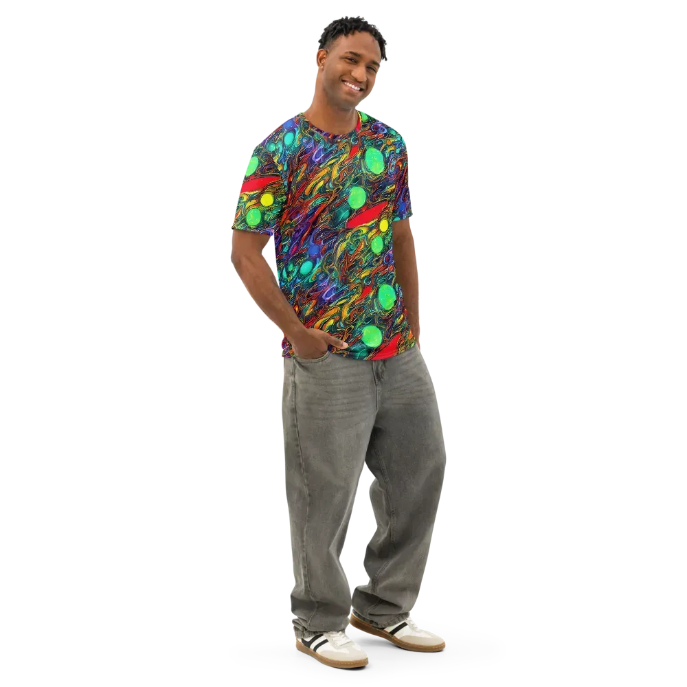 Galactic Fluid on Men's Cotton Crew Neck T-Shirt — Right Front