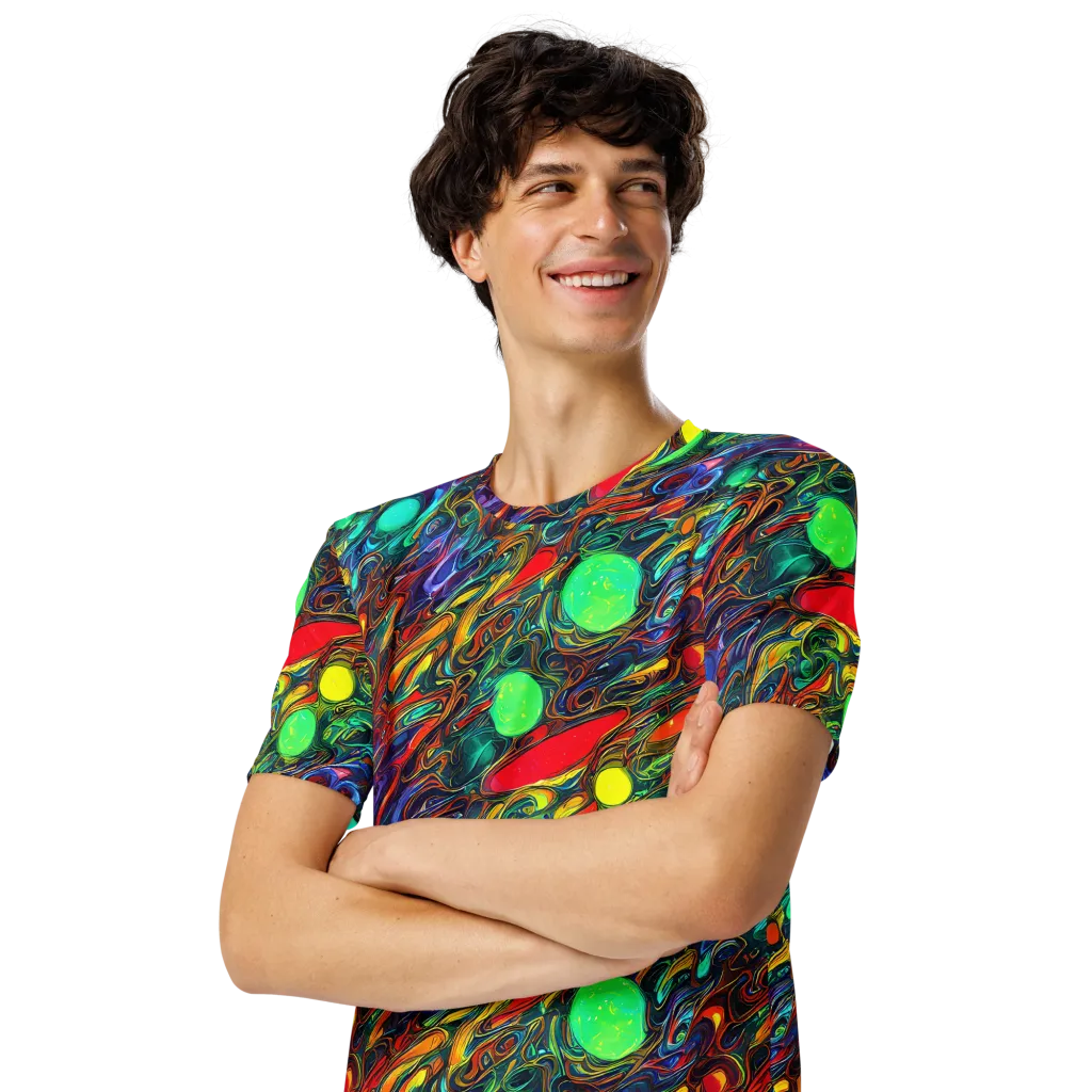 Galactic Fluid on Men's Crew Neck T-Shirt — Left Front
