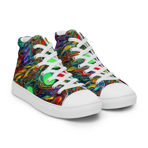 Galactic Fluid on a Men's High Top Canvas Shoes