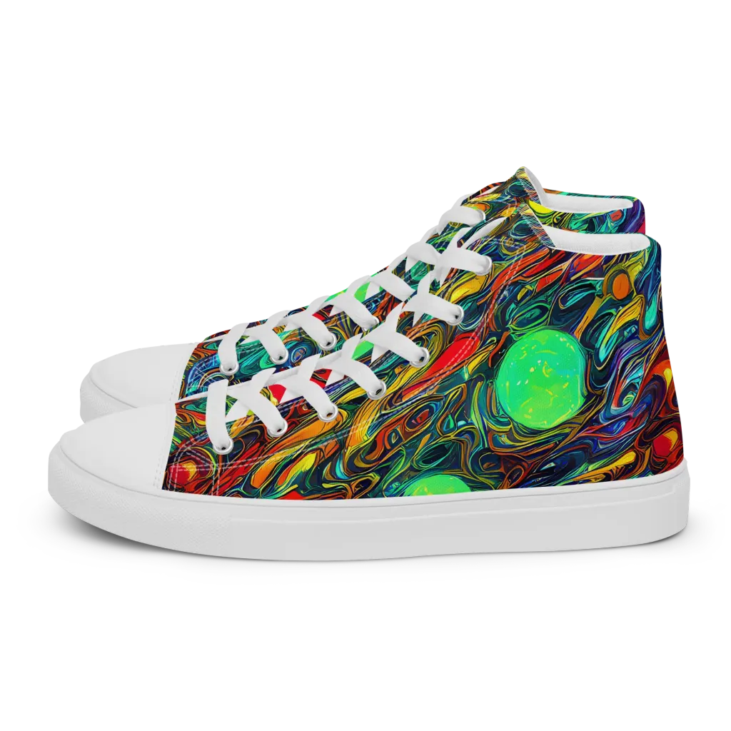 Galactic Fluid on Men's High Top Canvas Shoes — Left