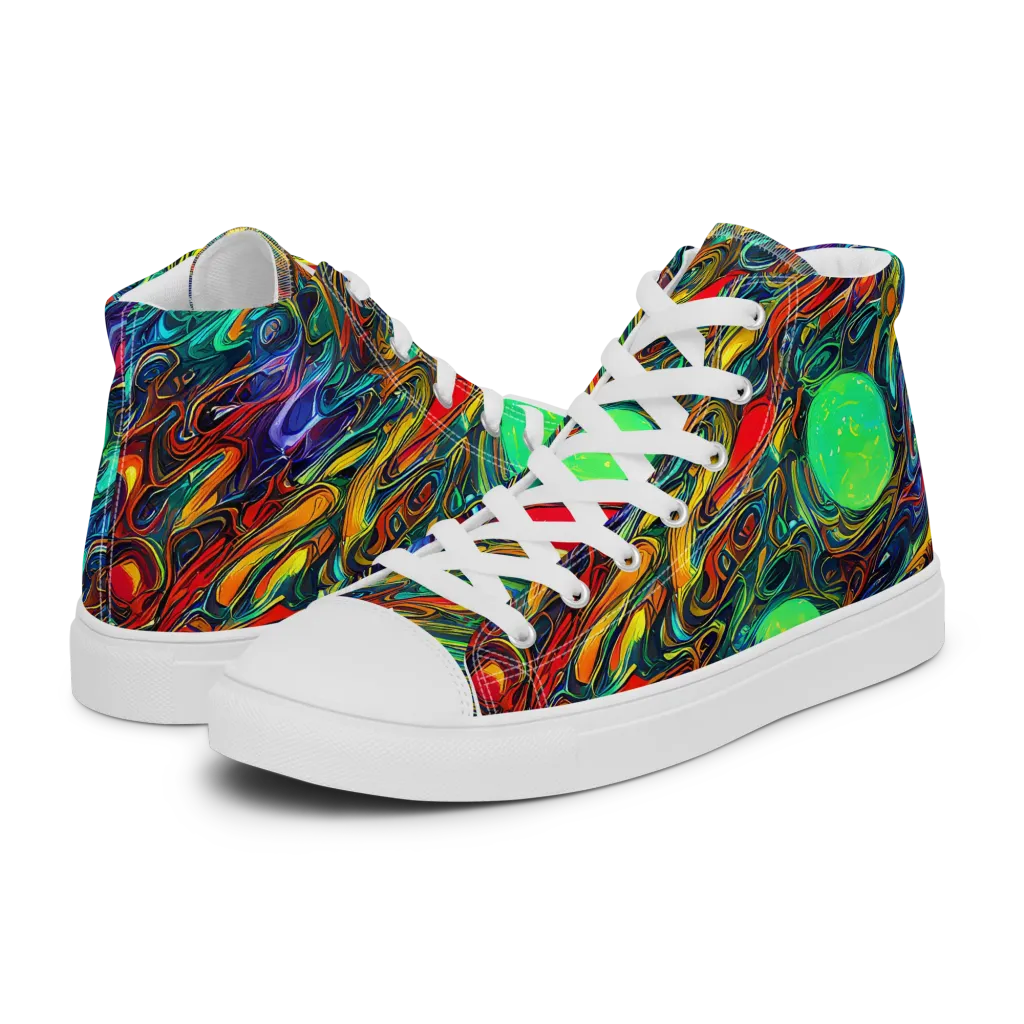 Galactic Fluid on Men's High Top Canvas Shoes — Left