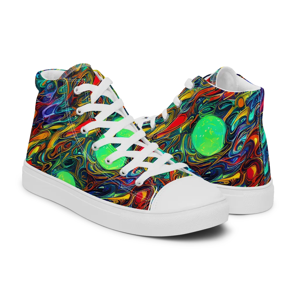 Galactic Fluid on Men's High Top Canvas Shoes — Right