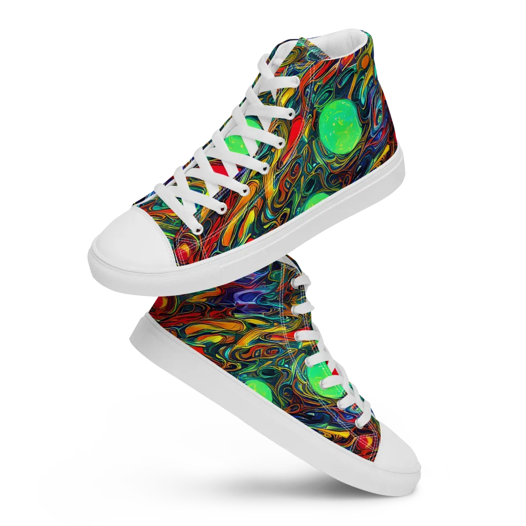 Galactic Fluid on Men's High Top Canvas Shoes — Front