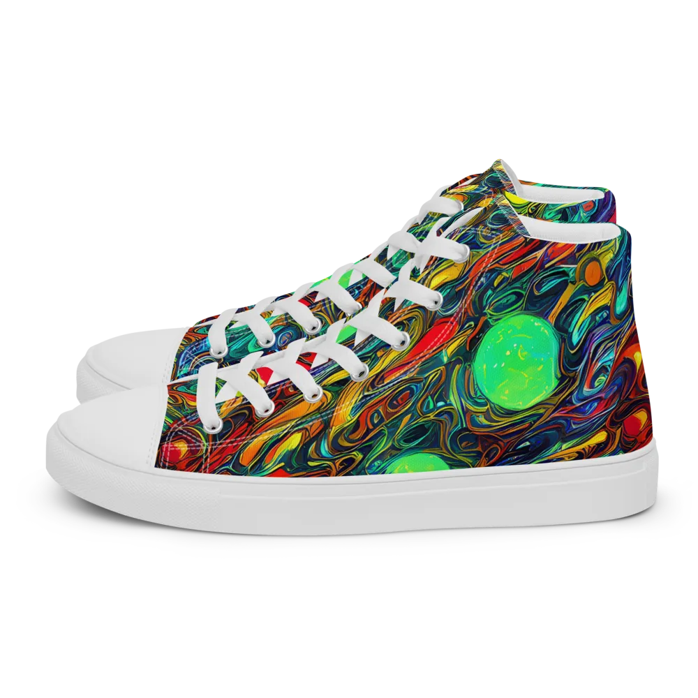 Galactic Fluid on Women's High Top Canvas Shoes — Left