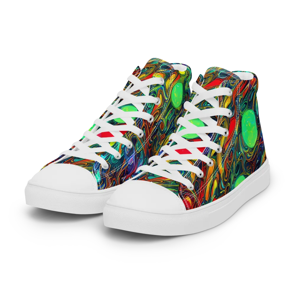 Galactic Fluid on Women's High Top Canvas Shoes — Left Front