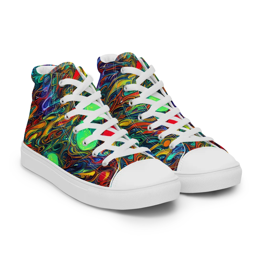 Galactic Fluid on Women's High Top Canvas Shoes — Right Front