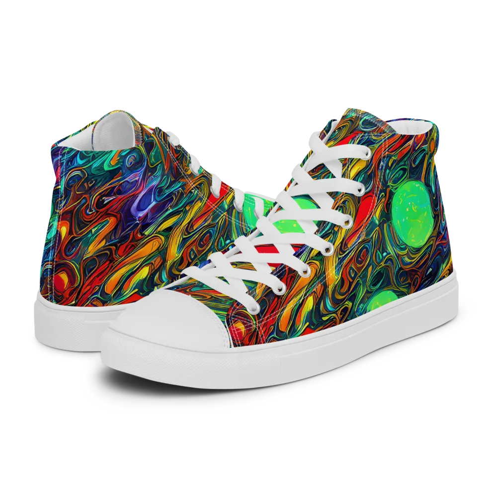 Galactic Fluid on Women's High Top Canvas Shoes — Left