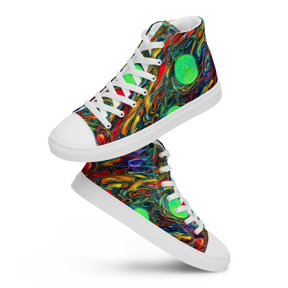 Galactic Fluid on Women's High Top Canvas Shoes — Front
