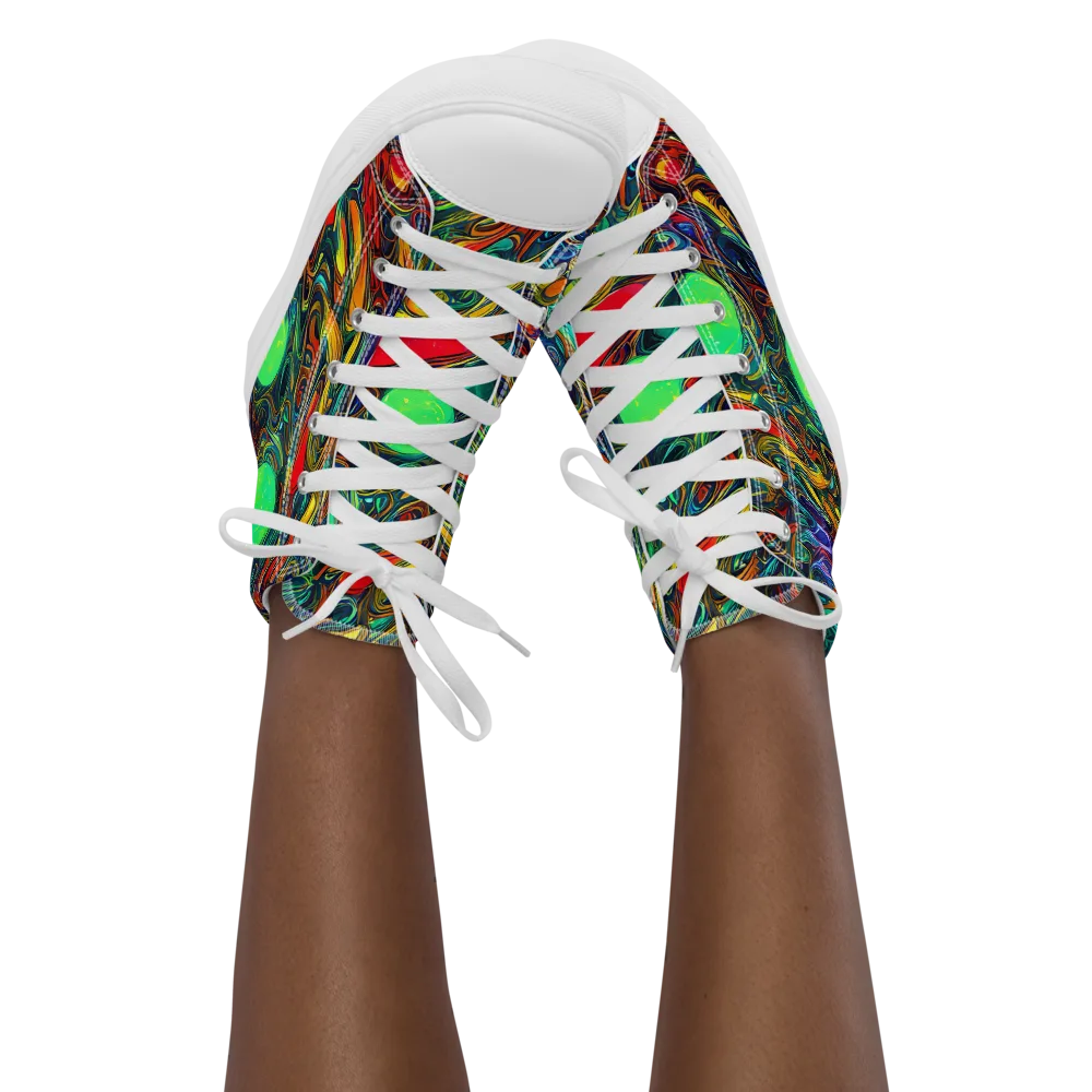Galactic Fluid on Women's High Top Canvas Shoes — Front