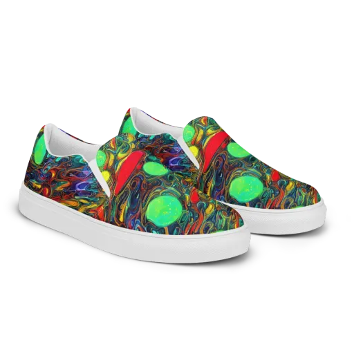 Galactic Fluid on a Men's Slip-On Canvas Shoes