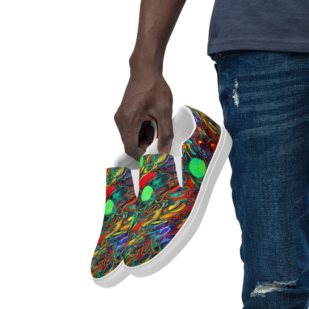 Galactic Fluid on Men's Slip-On Canvas Shoes — Left Front
