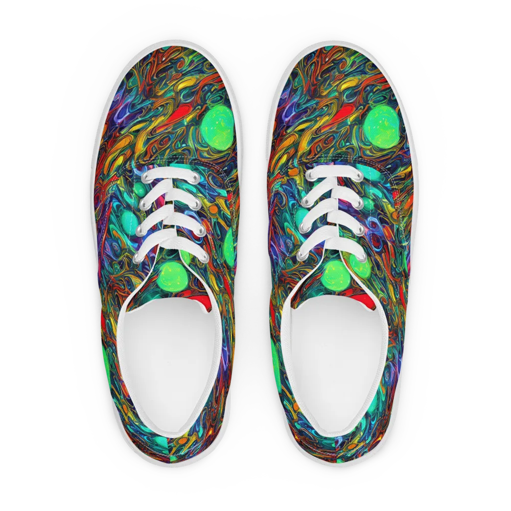 Galactic Fluid on Men's Lace-Up Canvas Shoes — Front