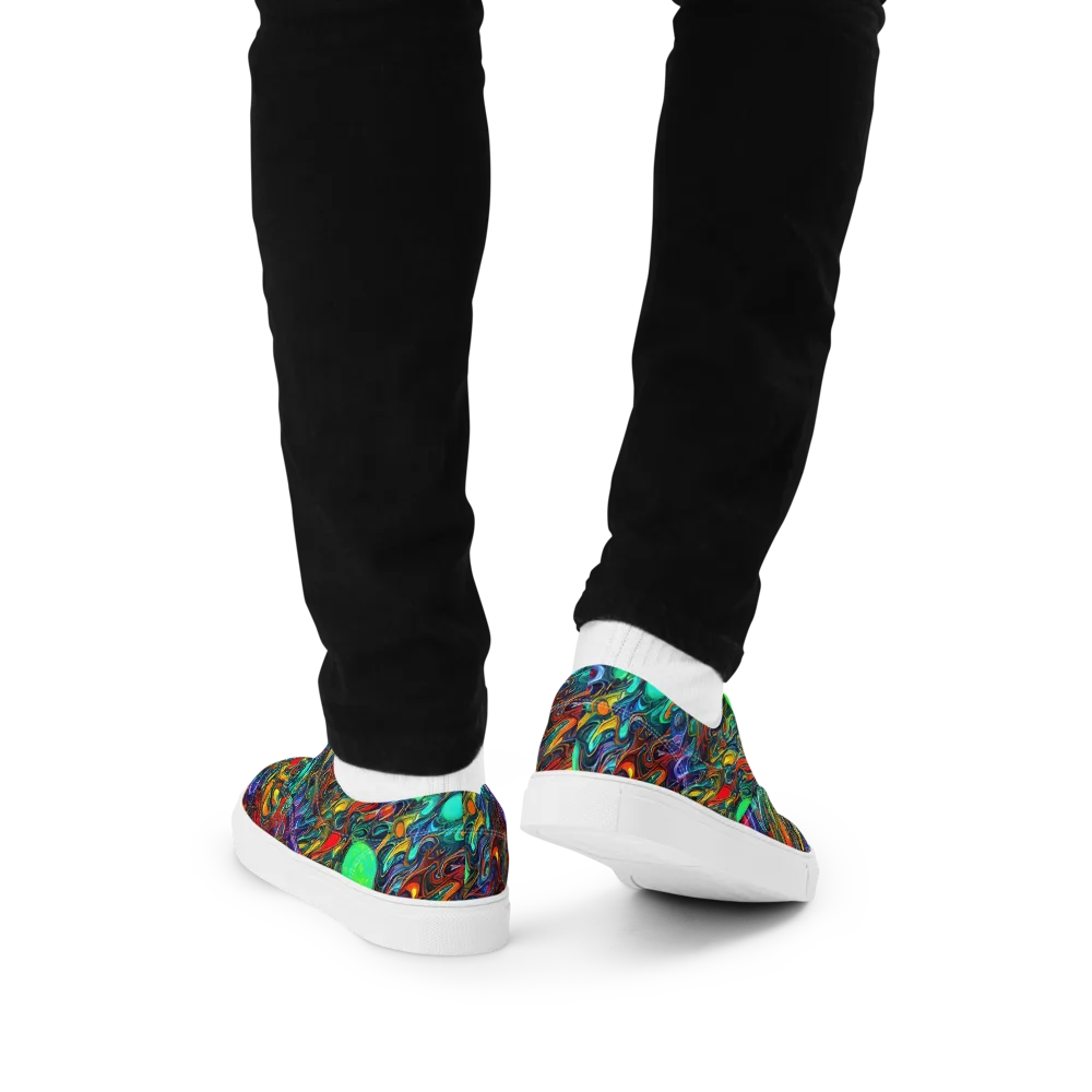 Galactic Fluid on Men's Lace-Up Canvas Shoes — Back