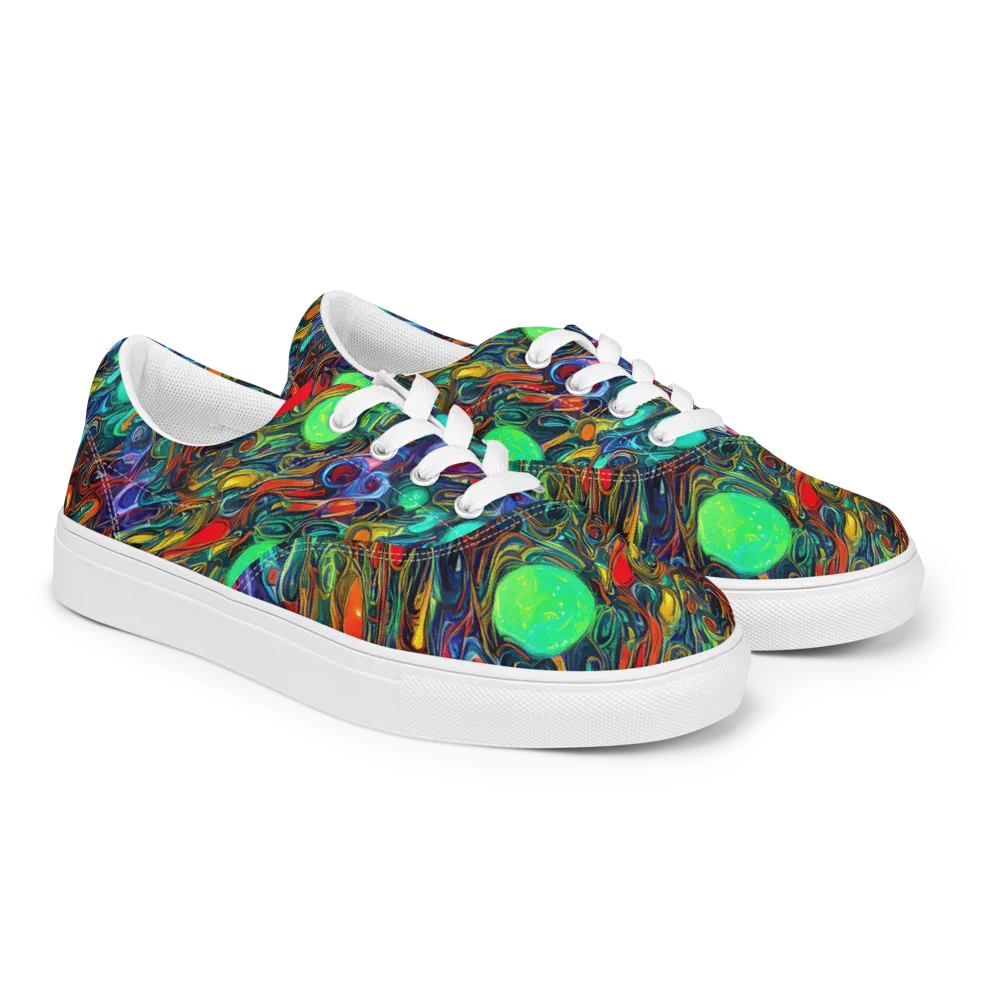 Galactic Fluid on Men's Lace-Up Canvas Shoes — Right Front