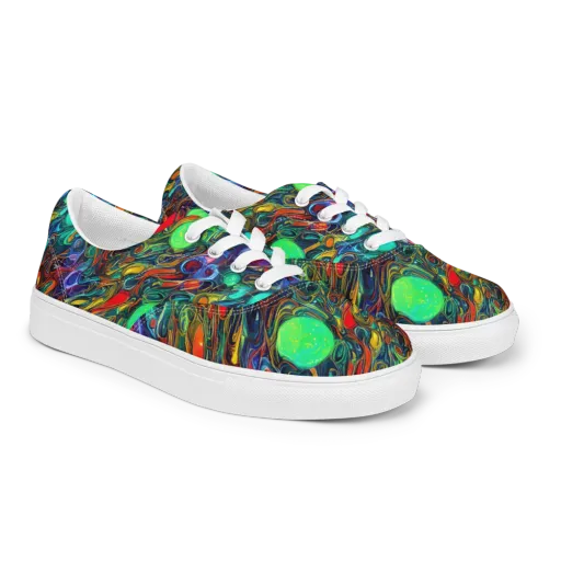 Galactic Fluid on a Men's Lace-Up Canvas Shoes
