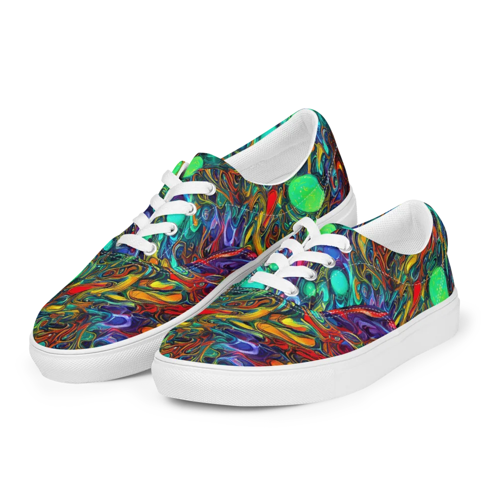 Galactic Fluid on Men's Lace-Up Canvas Shoes — Left Front