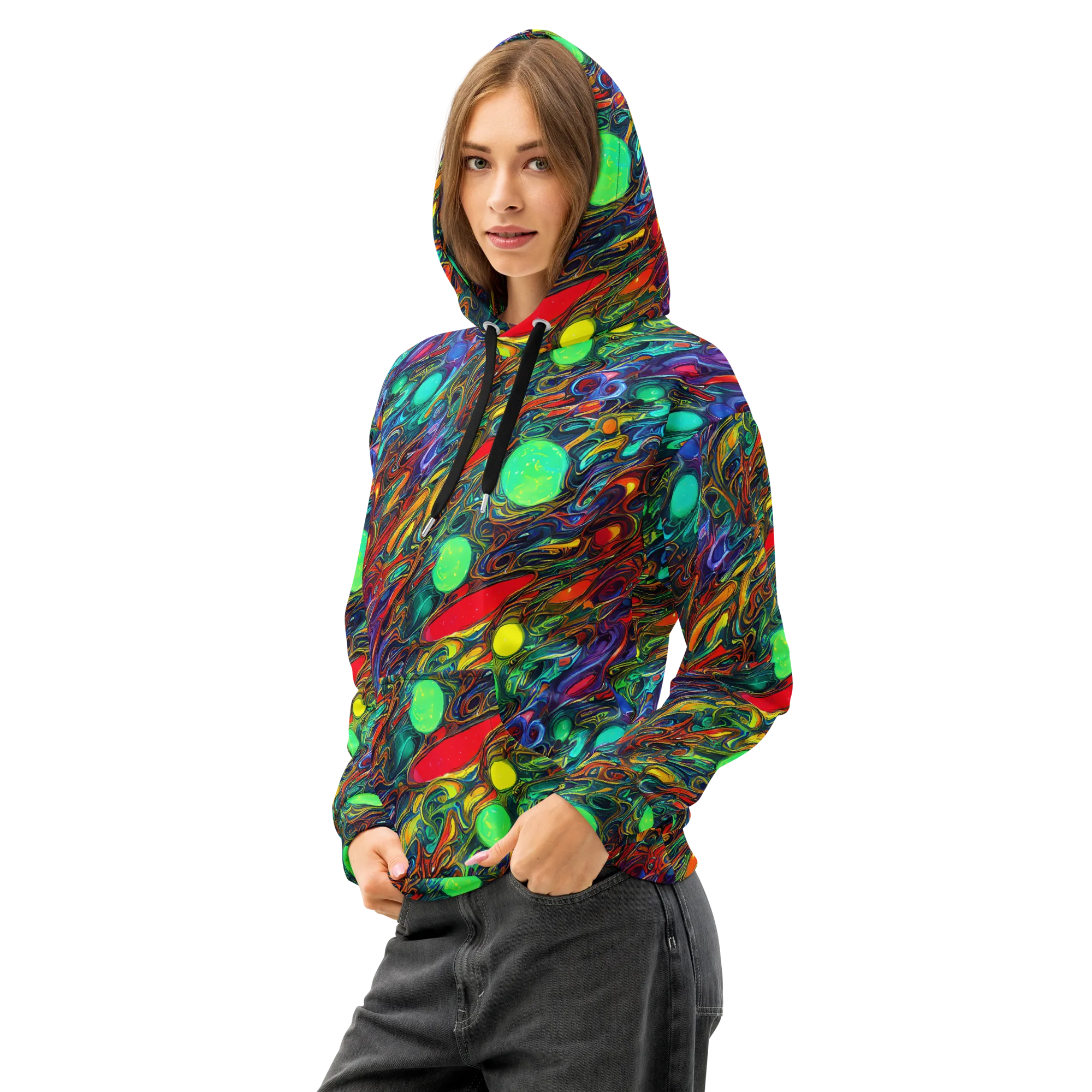 Galactic Fluid on Cotton Hoodie — Left Front