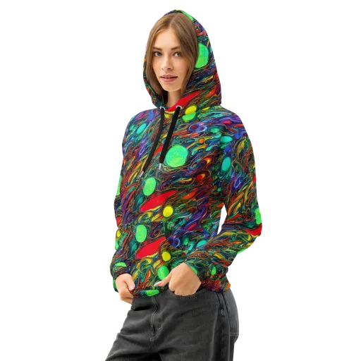 Galactic Fluid on a Cotton Hoodie